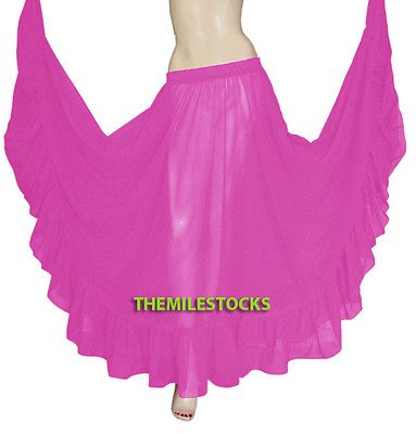 #ad Orchid TMS Ruffle Full Circle Skirts Belly Dance Gypsy Flamenco 25 Color $22.99