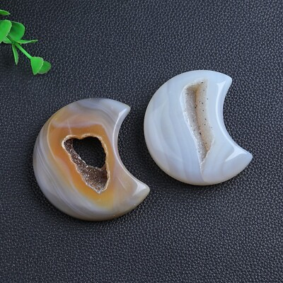 #ad Natural Agate Moon Geode Carved Quartz Crystal Reiki Healing Gift 1pc $11.89