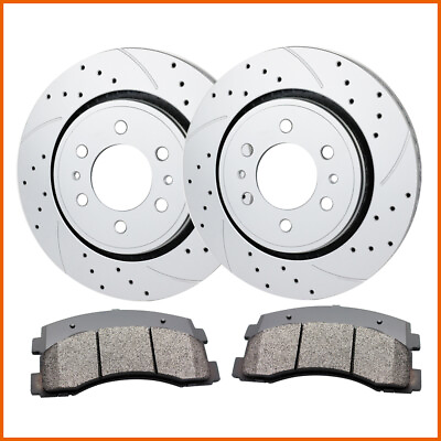 #ad Front Drilled Brake Rotors Ceramic Pads Kit for 2010 2011 2012 2018 Ford F 150 $127.86