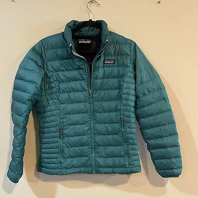 #ad Patagonia Coat Down Sweater Full Zip Up Teal Blue Puffer Jacket Women’s S $110.00