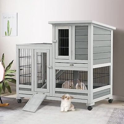 #ad Rabbit Hutch Pet Cage for Small Animals with Run Bunny House Indoor amp; Outdoor $114.99