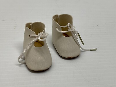 #ad VINTAGE Antique DOLL Accessories Doll Shoes old stock cute style white #B 2 $4.99