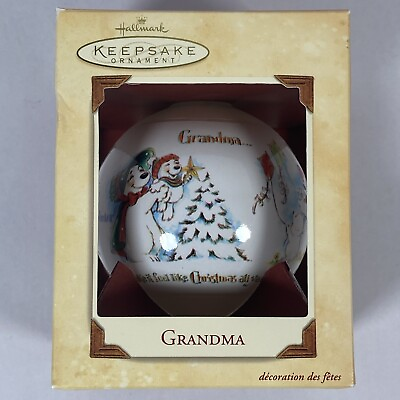 #ad Hallmark Keepsake Glass Ball Ornament Grandma Dated 2002 With Christmas Card $4.99