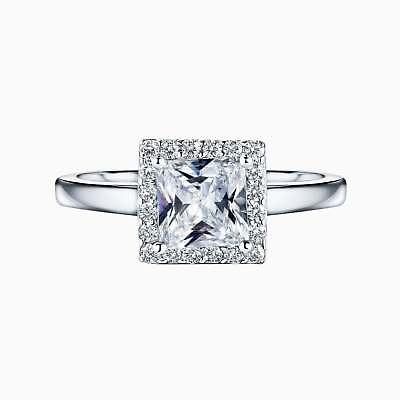 #ad Pori Jewelry Sterling Silver Square Halo Ring 925 $32.99