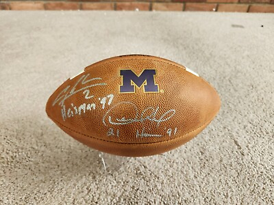 #ad Michigan Wolverines Heisman Charles Woodson Desmond Howard Autographed Football $812.49