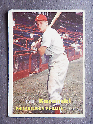 #ad Ted Kazanski #27 Topps 1957 Baseball Card Philadelphia Phillies G $3.29