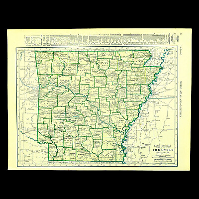 #ad Vintage ARKANSAS Map Wall Art State Old Original Antique Little Rock $15.26