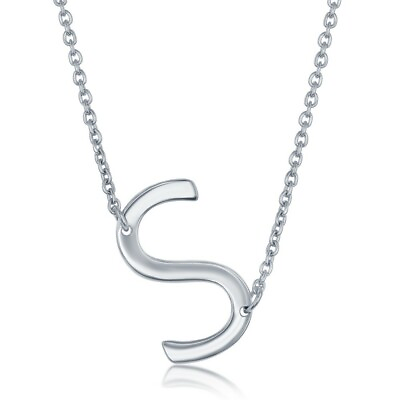 #ad Sterling Silver Sideways S Initial Necklace $35.46