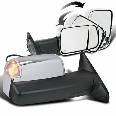 #ad For 2011 2017 Ram 1500 2500 3500 Power Heated LED Puddle Lamp Chrome Tow Mirrors $155.30