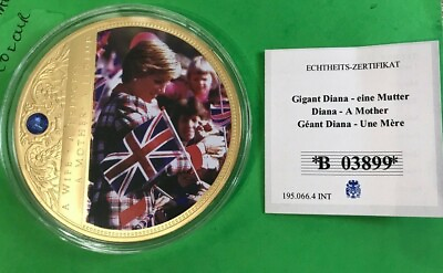 #ad Simply Coins PRINCESS DIANA PORTRAITS A MOTHER 70mm GOLD PLATED PROOF COIN $83.91