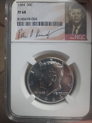 #ad 1964 Silver Proof Kennedy Half Dollar NGC PF 68 $75.00