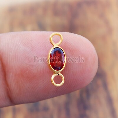 #ad Natural Red Garnet Connector Charms Solid 18K Gold Bridal Womens Charms Pendent $48.69