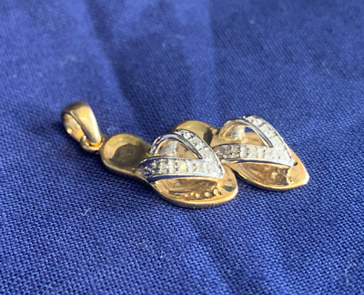 #ad 14K Yellow Gold Pendant Jewelry Flip Flops 3.86g $329.95