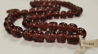 #ad 50 VINTAGE JAPANESE CHERRY BRAND GLASS AMETHYST 10mm. BAROQUE ROUND BEADS 4676T $6.74