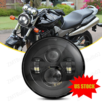 DOT 7quot; Inch Motorcycle Headlight Round LED H4 Projector Sealed Beam Black Lamp $39.89