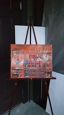 #ad Original Modern See Video Abstract Acrylic Painting Canvas 16x 20 $40.00