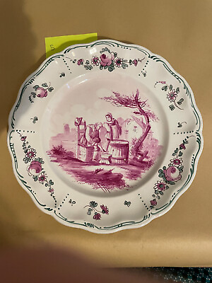 #ad Rare Antique 18th Century c. 1760 Tournai Purple Faience Plate 10 in #5 $80.00