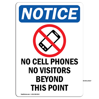 #ad No Cell Phones No With Symbol OSHA Notice Sign Metal Plastic Decal $40.99