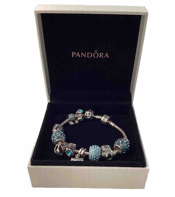 #ad Pandora Aqua Coastal Themed Bracelet 11 Charm Silver 925 Box Gift Bag Dust Bag $240.00