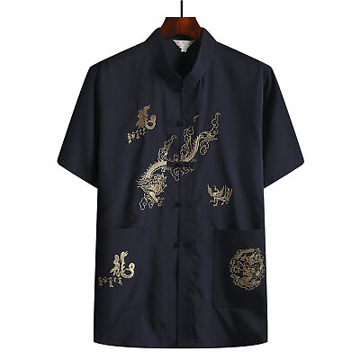 #ad Kung Fu Top Embroidery New Year Wear Chinese Dragon Kung Fu Shirt Super Soft $12.81