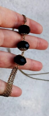 #ad Vintage black 🖤 glass pendant with chain $17.00