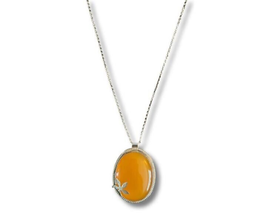 #ad Yellow agate 925 Sterling Silver 18inc $19.99