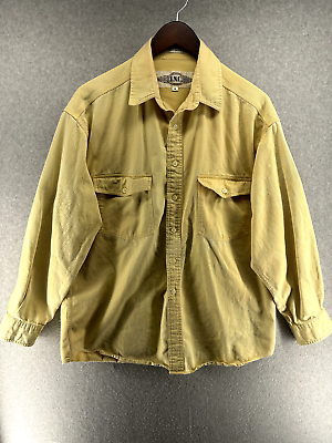 #ad INC Mens Vintage Shirt Size Medium Button Up Yellow Distressed w Pockets $12.99