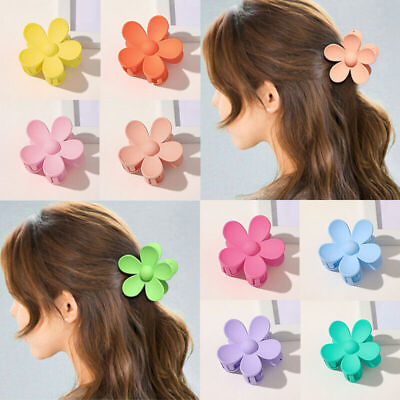 #ad Women Girls Big Flower Hair Claw Clamp Clip Grip Frosted Large Hairpin Headwear $7.79