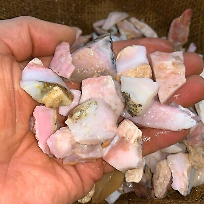 #ad 500 Carat Lots of Very High End SMALL Pink Opal Rough a FREE Faceted Gemstone $16.33