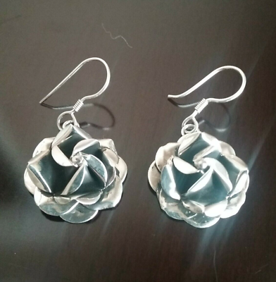 #ad Erick#x27;s Sterling Silver Rose Earrings Taxco.925 $42.00
