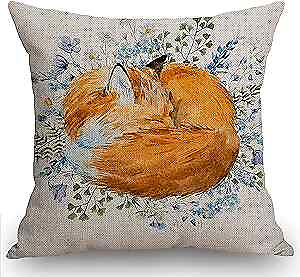 #ad Watercolor Sleeping Fox Throw Pillow Cover Cushion Case for Home Decor Sw 014 $20.23