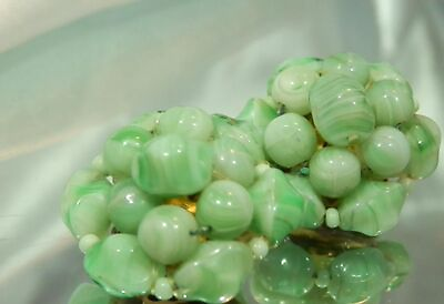 #ad OOAK Gorgeous Green Givre Glass Vintage 60#x27;s Clip Earring 595d2 $22.49