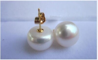 #ad Huge AAAA 13 14mm Genuine Perfect white south sea stud pearl earrings 14Kp $29.99