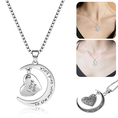 #ad I Love You to the Moon amp; Back Pendant Necklace Birthday Mothers Day Fashion Gift $6.48