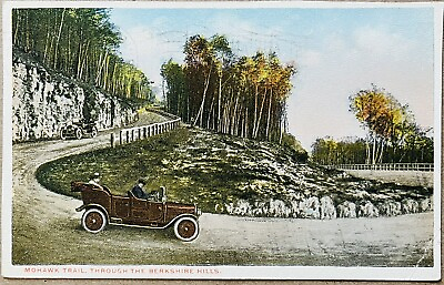 #ad Springfield MA Old Car on Mohawk Trail Roadway Massachusetts Vintage Postcard $9.47