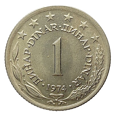 #ad Yugoslavia 1 Dinar 1974 Coin H491 GBP 2.99