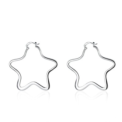 #ad New 925 Silver Five Pointed Star Earrings Silver Plated Earrings Jewelry Gift $4.98