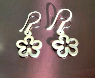 #ad Erick#x27;s Sterling Silver Dangle Flowers Earrings Taxco.925 $22.00