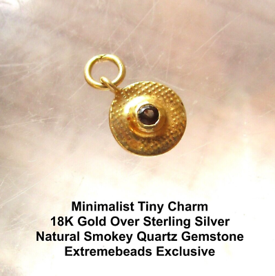 #ad Minimalist Gemstone Rustic Charm 18k Gold Vermeil 925 Silver Smokey Quartz $6.99