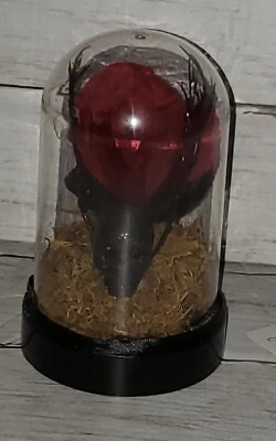 #ad Halloween Red Rose amp; black glitter skull Dome $12.56