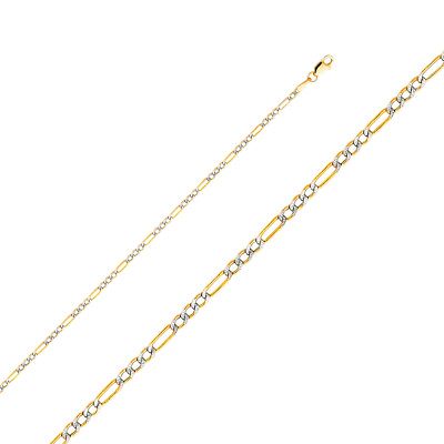 #ad GOLD 14K Yellow Gold 2.5mm Hollow Figaro 31 WP Chain $252.02