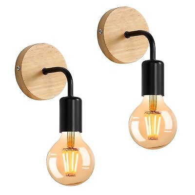 #ad Wall Sconces Set of Two Industrial Wood Sconces Wall Light Fixtures360 Degr... $20.62