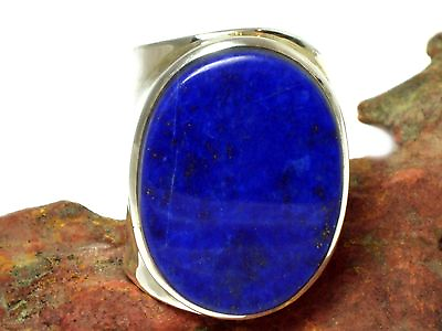 #ad Adjustable Blue Oval Lapis Lazuli Sterling Silver 925 Ring $125.00