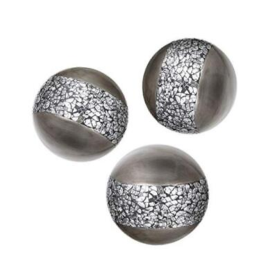#ad Schonwerk Silver Decorative Orbs for Bowls and Vases Set of 3 Resin Sphere $38.24