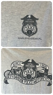 #ad Harley Davidson POLICE Motorcycles T Shirt Gray Adult Large Vintage $24.99