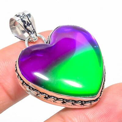 #ad Heart Bi Color Tourmaline Gemstone Handmade Ethnic Jewelry Pendant 1.65quot; TN 907 $5.99