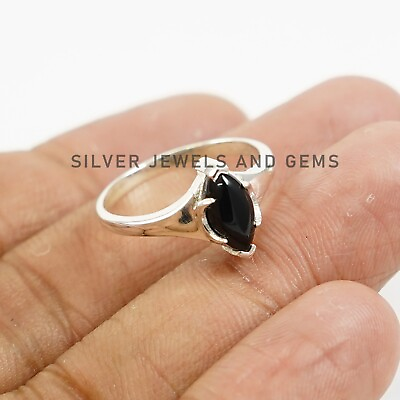 #ad Black Onyx Ring 925 Sterling Silver Promise Tiny Gift Ring Onyx Jewelry $23.94