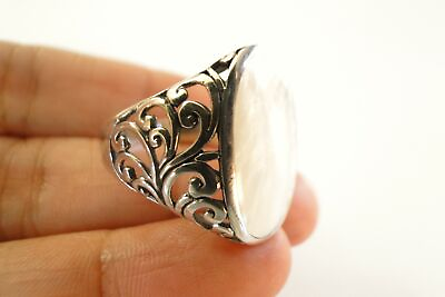 #ad Mother of Pearl Ornate Edge 925 Sterling Silver Ring 6 7 8 9 $49.00