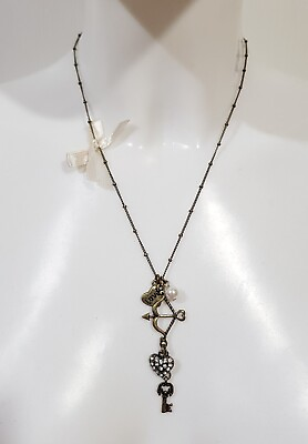 New Claire#x27;s Women#x27;s Girls Necklace Pendant Bronze Key Heart Arrow Ribbon $8.50