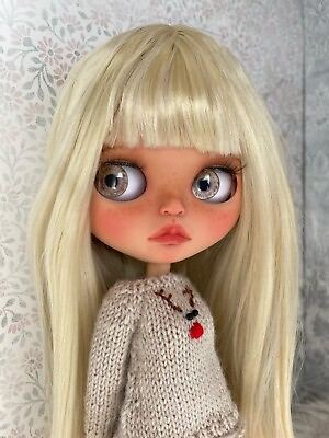 #ad Blythe Doll Straight Blonde Hair Glossy Face Nude Jointed Body Tan Skin quot;12 $40.00
